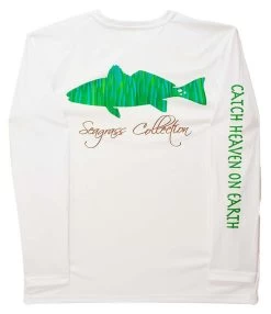 IBig Seagrass Redfish Performance Long Sleeve Shirt - White - X-Large