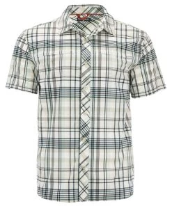 Simms Stone Cold Short Sleeve Shirt - Pearl Madras Plaid - Medium